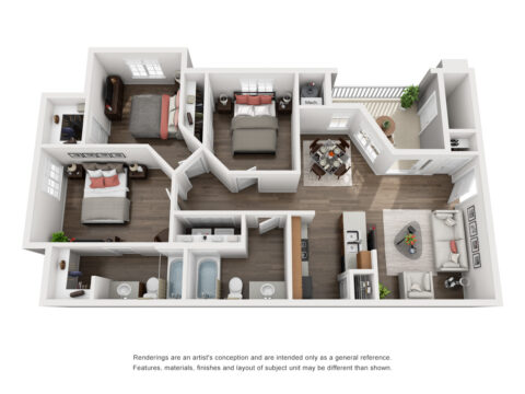 3 bed 2 bath layout